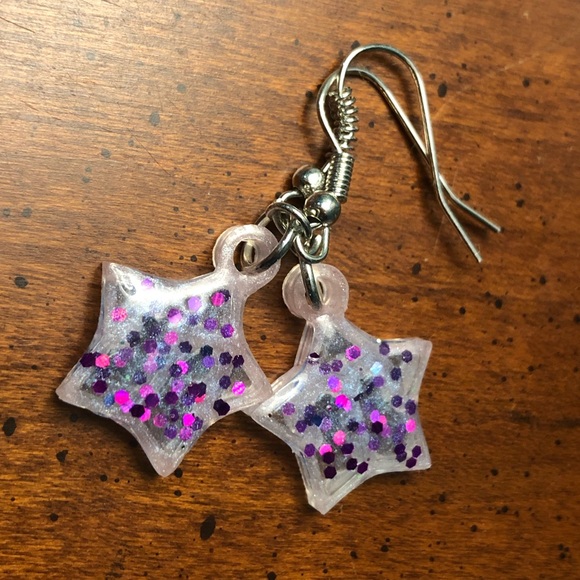 Handmade UV Resin Aries Zodiac Symbol Earrings - Picture 8 of 8